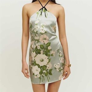 Reformation Poppie Silk Dress- Tarragon